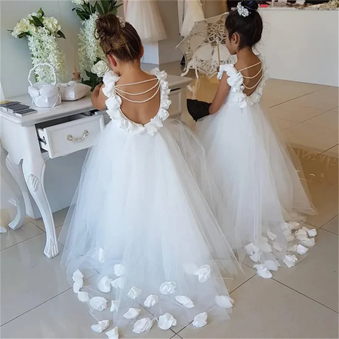 첫 성찬식 드레스 소녀 수용성 레이스 유아 유아 미인 대회 결혼식과 파티를위한 꽃의 소녀 드레스