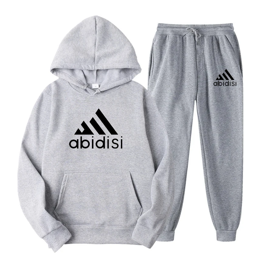 2 Stück Sets Trainings anzug Kapuze Herren Marke Herbst Winter Sweatshirt Kordel zug Hose männliche Sport Hoodies laufen Sportswear