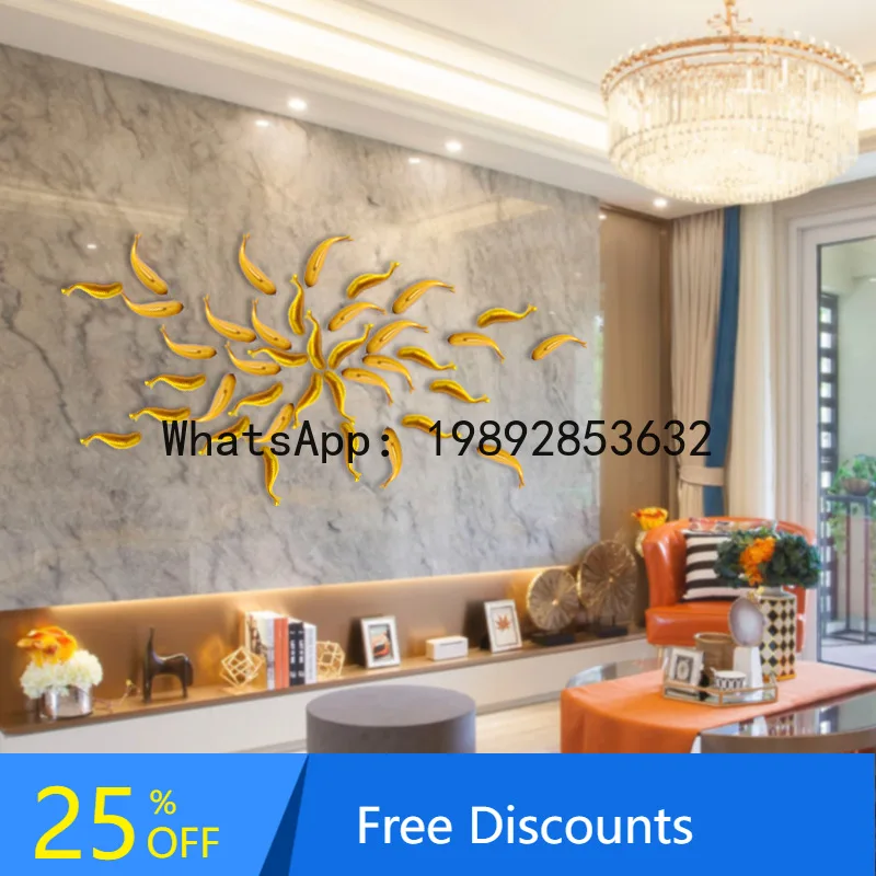 

LYY Chinese Style Home Living Room Decoration Fish Wall Hanging Wall Decoration Pendant Restaurant Hotel Background