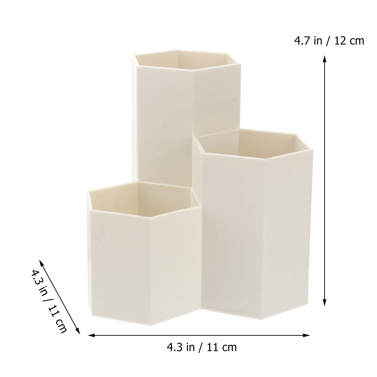 

Portable Hexagonal Pen Container 12x63cm Sturdy Plastic Desktop Storage Box for School and Office Use Cream Coloured