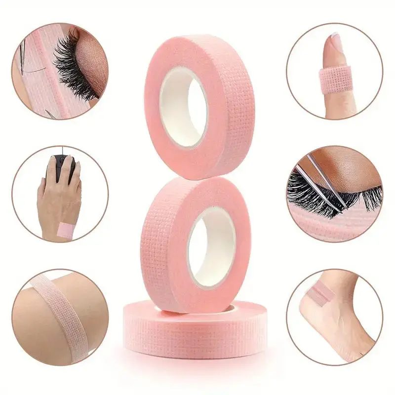 1/3Rolls Eyelash Tape, Adhesive Fabric Lash Tapes For Eyelash Extension, Breathable Micropore Fabric Medical Tape