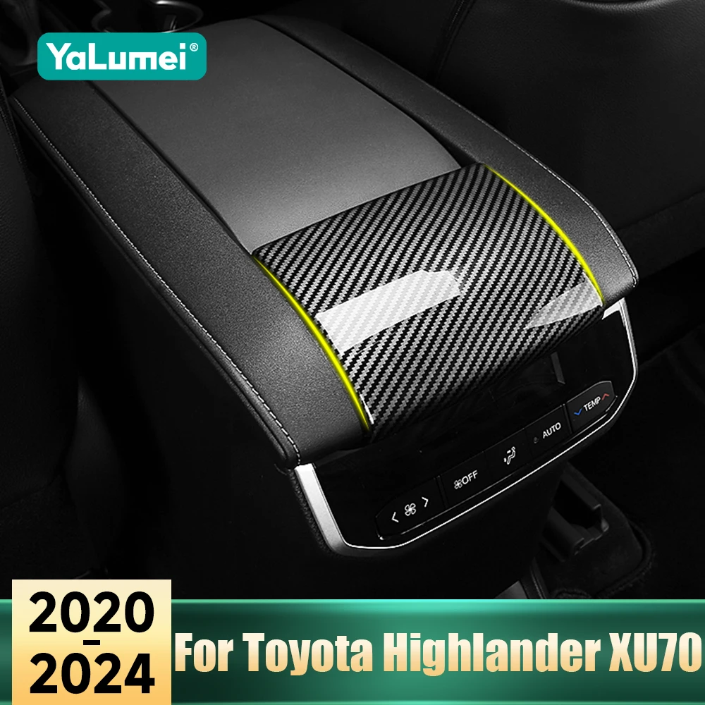 Für Toyota Highlander XU70 Kluger 2020 2021 2022 2023 2024 Hybrid ABS Auto Hinten Armlehne Box Panel Dekoration Aufkleber trim Abdeckung