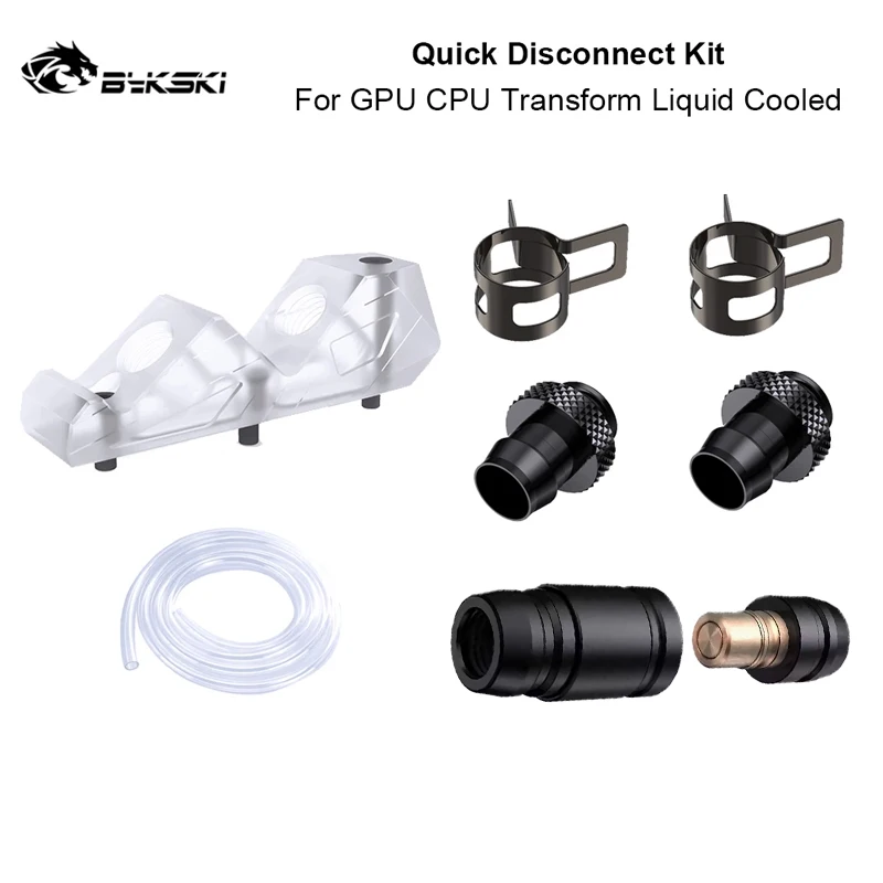 

Bykski Water Cooling System Quick Disconnect Kit For GPU CPU Block Transform Liquid, Bridge Module Water Stop Valve Tube Clamps