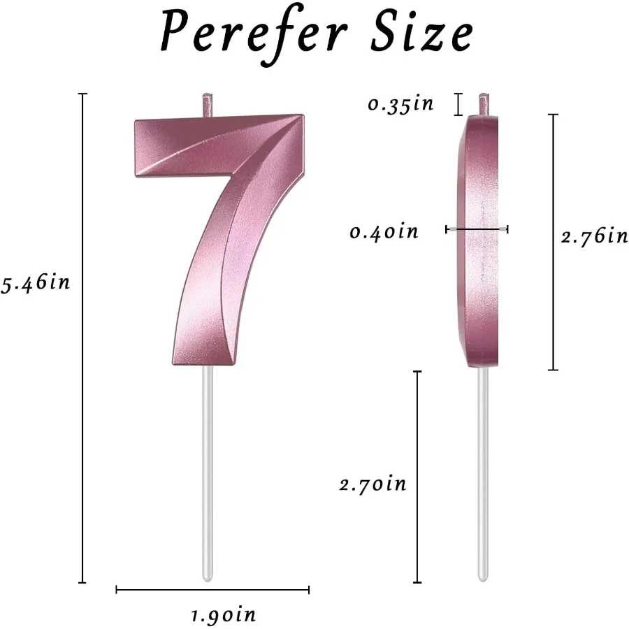 الوردي عدد 7 الشموع ثلاثية الأبعاد الماس 2.76 Ih كعكة توبر شموع عيد ميلاد لذكرى الزفاف كعكة tions حفلة عيد ميلاد سعيد tio #2