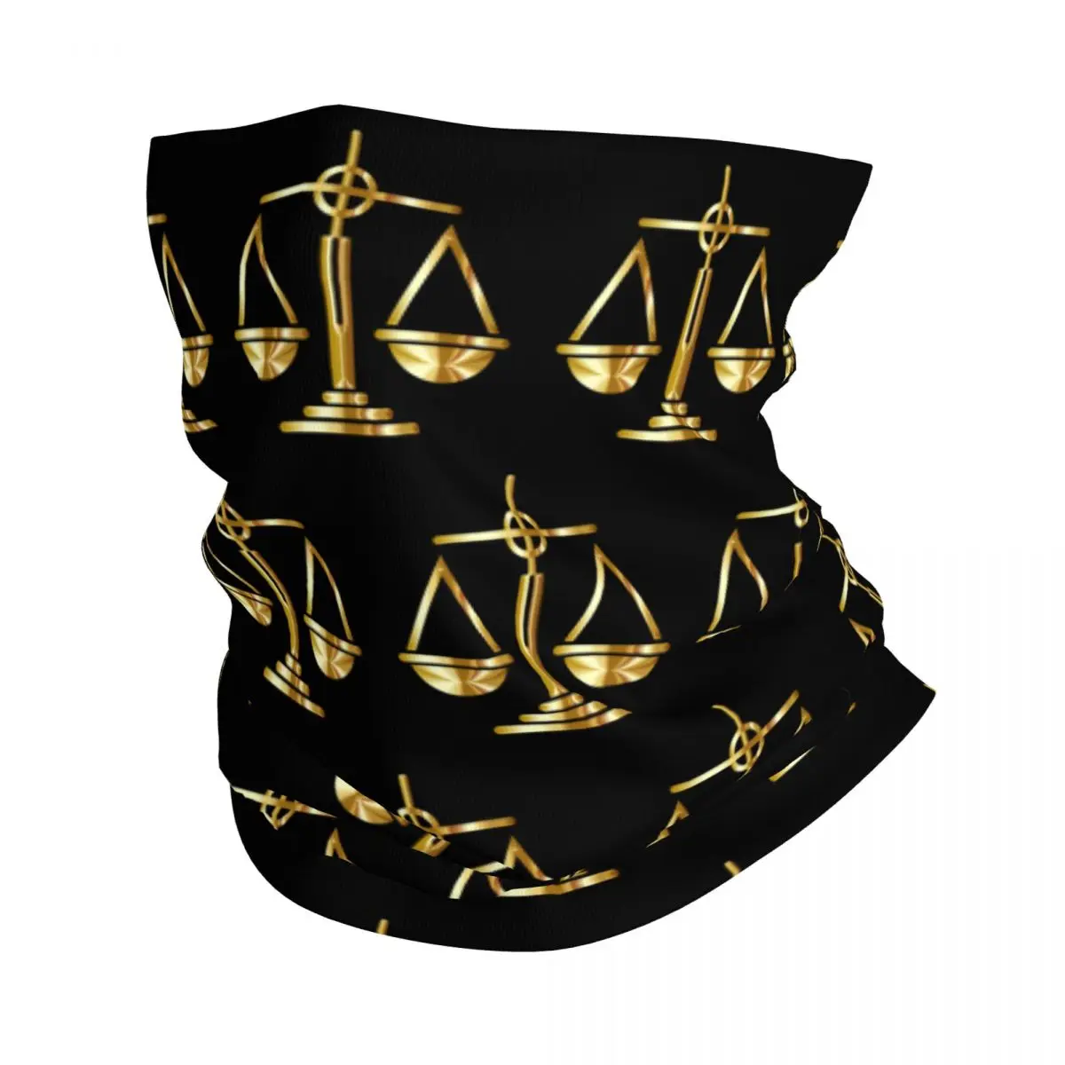 Gold Scales Of Justice Law Logo Neck Gaiter Women Men UV Protection Winter Lawyer Legal Party Bandana Scarf for Hiking