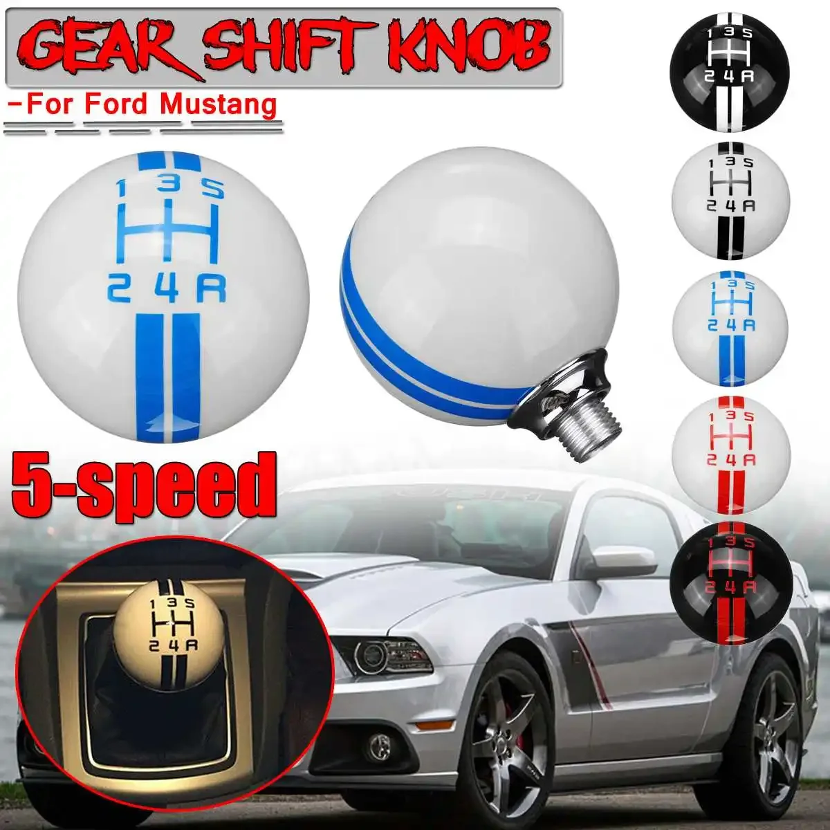 

Universal Car 5 Speed Gear Shift Knob For Ford For Mustang Renault For Mercedes Car Gear Shift Knob Cover 5 Speed