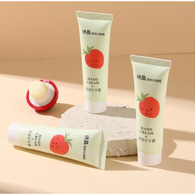 Moisturizing Lip Balm Hand Cream Set Peach Strawberry Nut Winter Defense Against Chapping Cracking Soothing Repair Fine Line