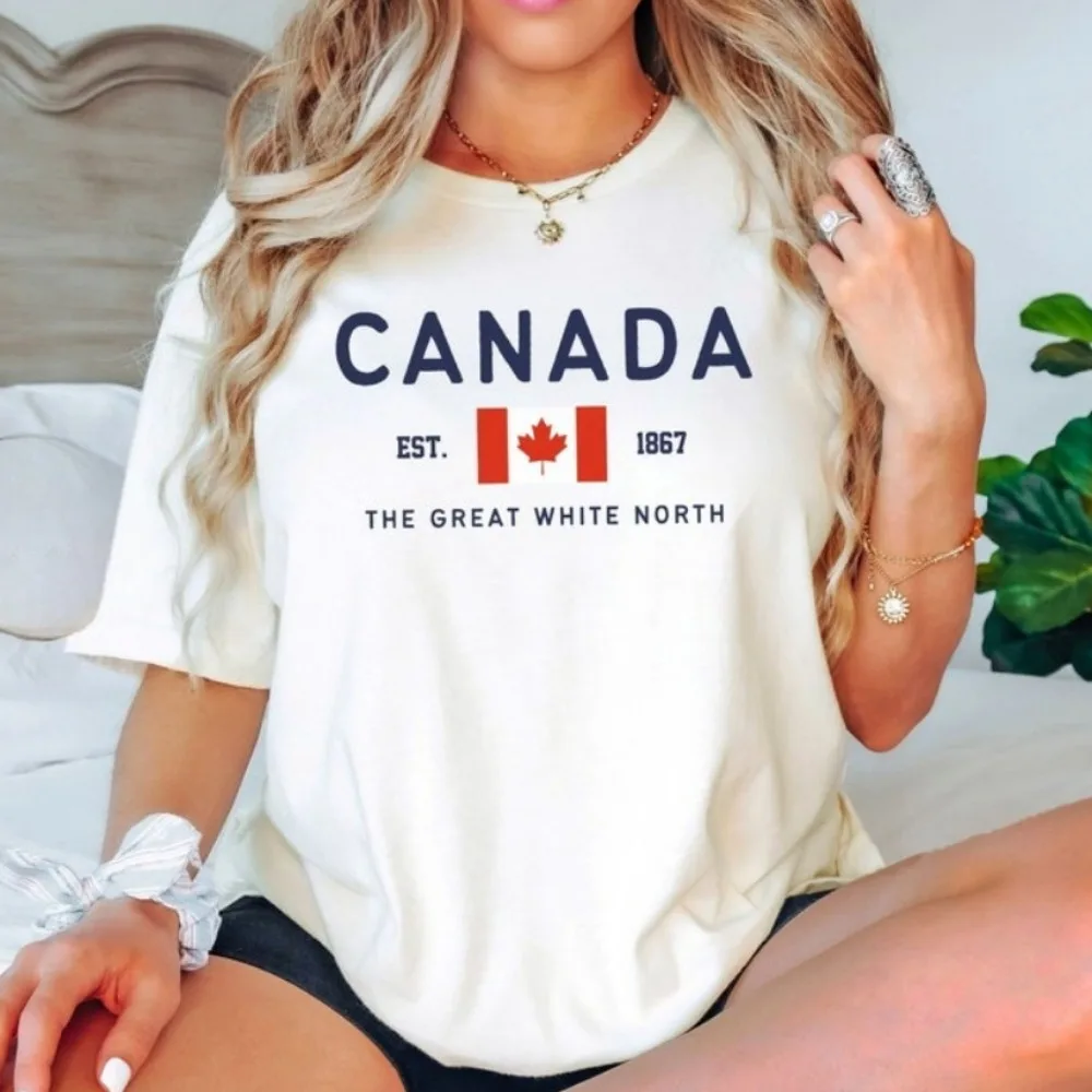Canada Shirt Canadian Flag T-shirt THE GREAT WHITE NORTH Canadian Lover Tees Unisex Women Tops Harajuku Flag Printed Tees