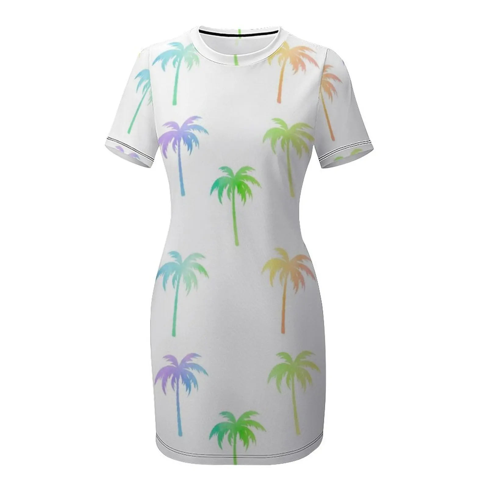 レインボーパームツリーパック半袖ドレス美的衣類プロム服女性服高級ドレスドレス