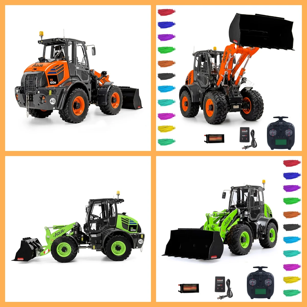 

LESU 1/14 RC Hydraulic Loader Aoue WA100M-8 4X4 Metal RTR Remote Control Axle Lock Sound Light ST8 Construction Vehicle Model