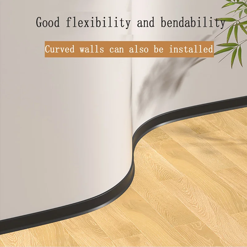 

1M/3M/5M Self-Adhesive Dust-Proof Baseboard Thickened Flexible Plastic Floor Edge Strip Bedroom Soft Heating Anti-Collision Stri