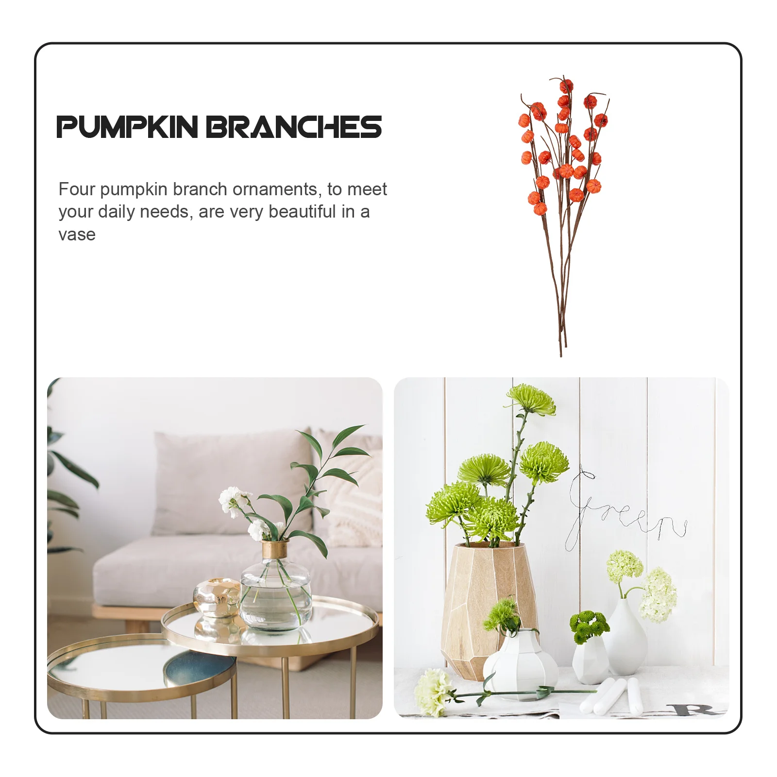 

4 pcs Branch Decor Simulation Small Branches For Home Decor Thanksgiving Halloween Artificial Pumpkin Adorn Retro Fake Pumpkin