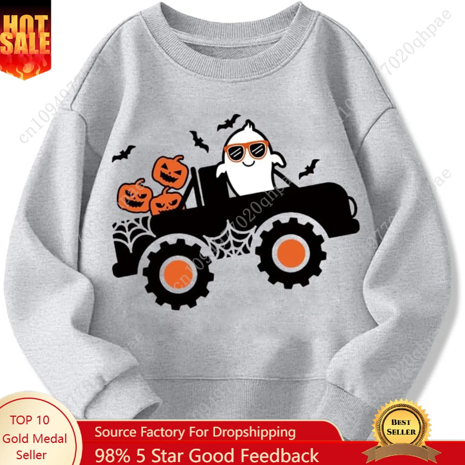 

Kids Halloween Sweatshirt Boys Girls Pumpkin Ghost Dinosaur Graphic Shirt Toddler Long Sleeve Outfit Tops