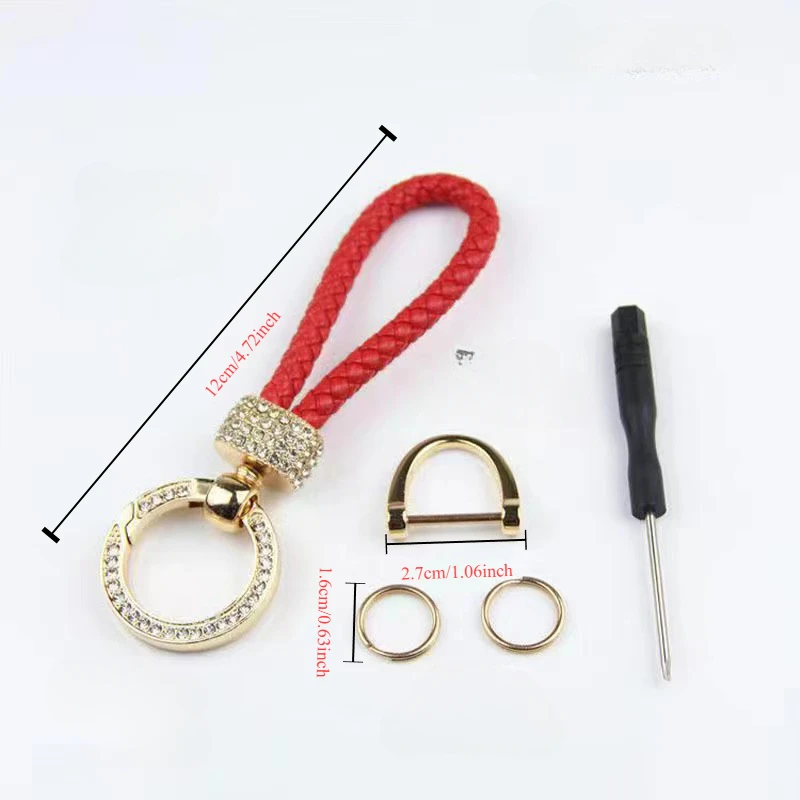 High quality jewelry Crystal Number Keychain Anti-lost Car Keychain Phone Number Card Keyring Leather Bradied Rope Accessories