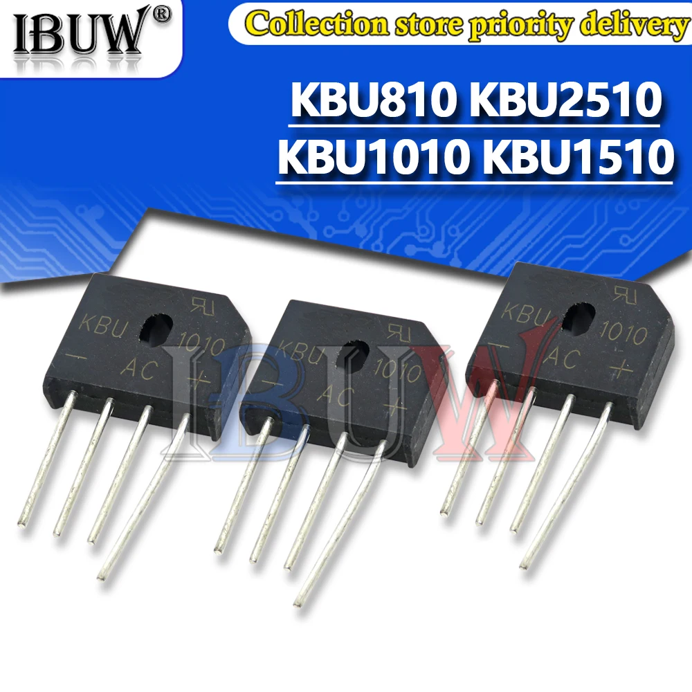 5PCS KBU810 KBU2510 KBU1010 KBU1510 KBL406 KBL410 KBL608 KBL610 KBP206 KBP210 Single Phases Diode Rectifier Bridge Wholesale