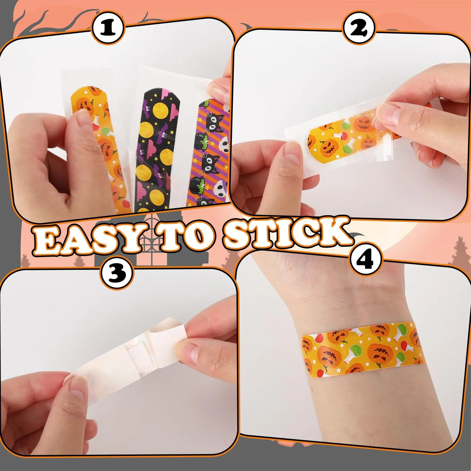 20/50 Stück Halloween Kinder Cartoon Bandagen Kürbis Geisterschädel Flexibles Wundpflaster 10 Stile Klebstoff Wasserdicht Atmungsaktiv Flosse – Detail 4