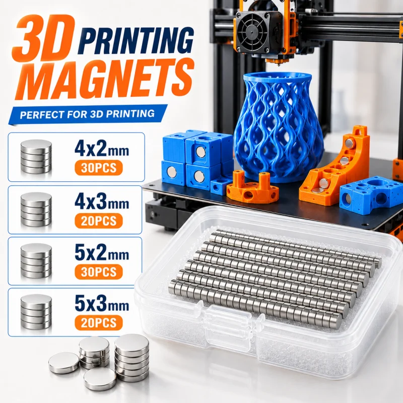 Kit de Ferramentas para Impressão 3D para Bambu Lab, Conjunto de Mini Ímãs N35 NdFeB, Ímãs Circulares Permanentes e Fortes para Impressora 3D, Peças DIY