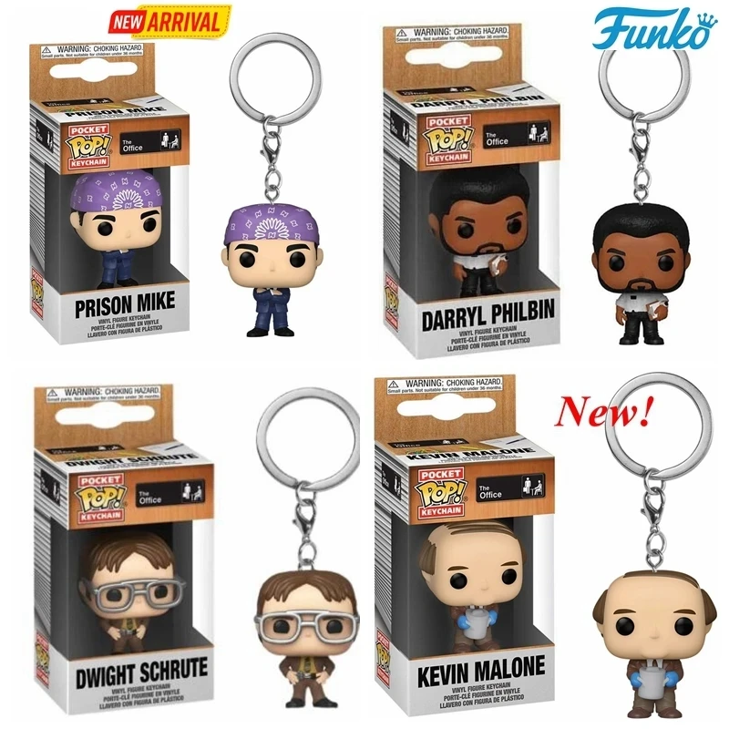 FUNKO Pocket The Office Keychain DWIGHT Scott Darryl Kevin Michael Mike Vinyl Figure Keychain Action Figure Pendants Keyring Toy