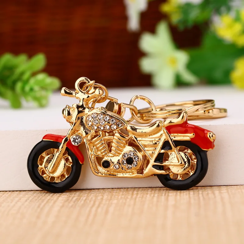 New Fashion Motorcycle Keychain Trinket Motor Scooter Crystal Car Key chain Bag Charm Women's Key Ring