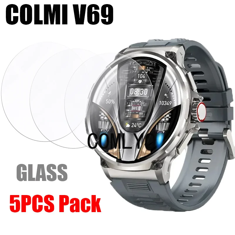 5pcs For COLMI V69 Tempered Glass Smart watch Screen Protector 9H 2.5D Film