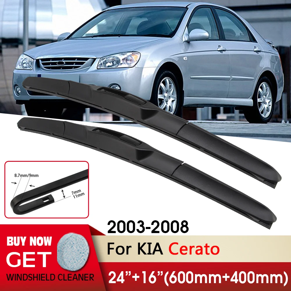 

Car Wiper RHD & LHD Front Wiper Blades 24"+16" For Kia Cerato 2003-2008 Fit U Hook Arm Windshield Windscreen Front Window