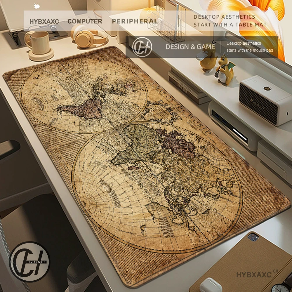 HD Mauspad Retro Navigationskarte Kunst Gamer Mousepad Großes Mauspad Naturkautschuk Schreibtischunterlage PC Schreibtischmatten Design Mousepads