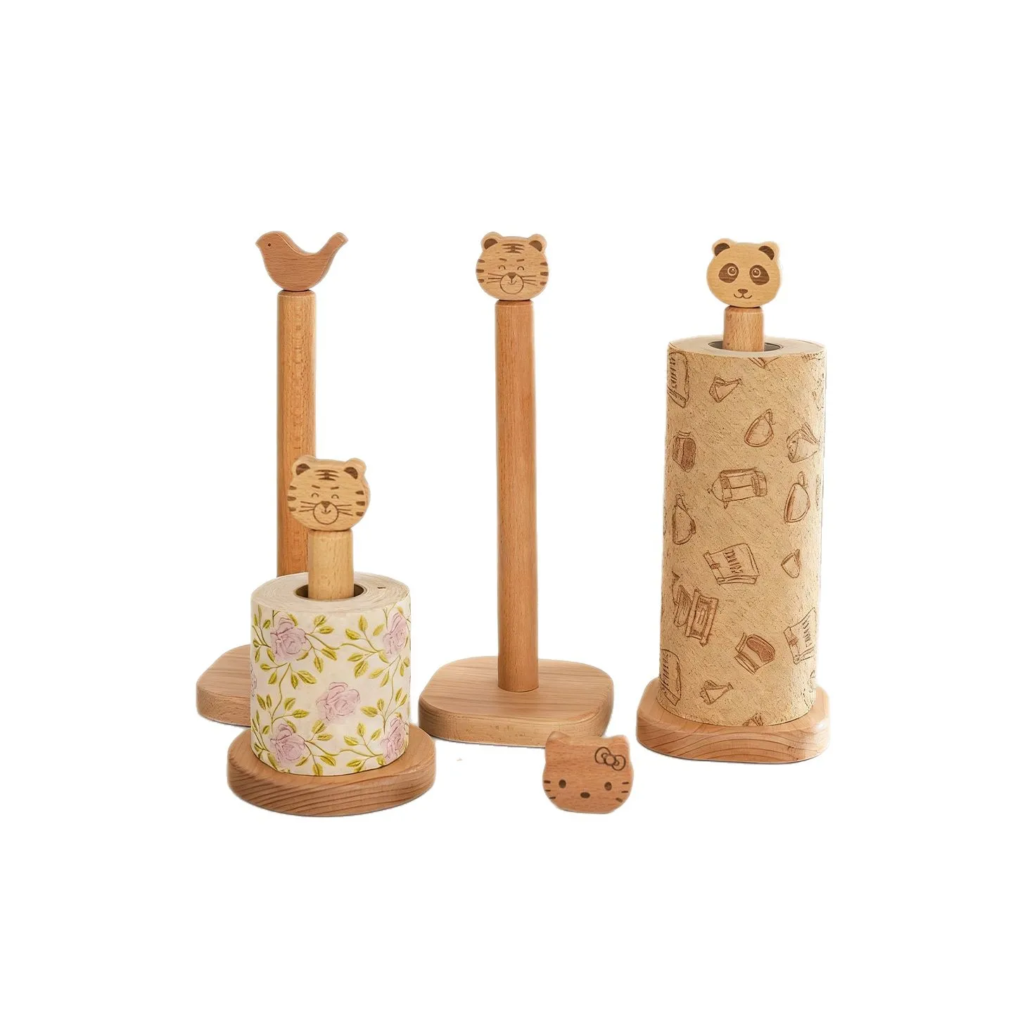 حامل مناشف ورقية خشبي بسيط، رف تخزين ورق المطبخ، حامل خرقة كسول كرتوني، ديكور سطح طاولة المطبخ #5