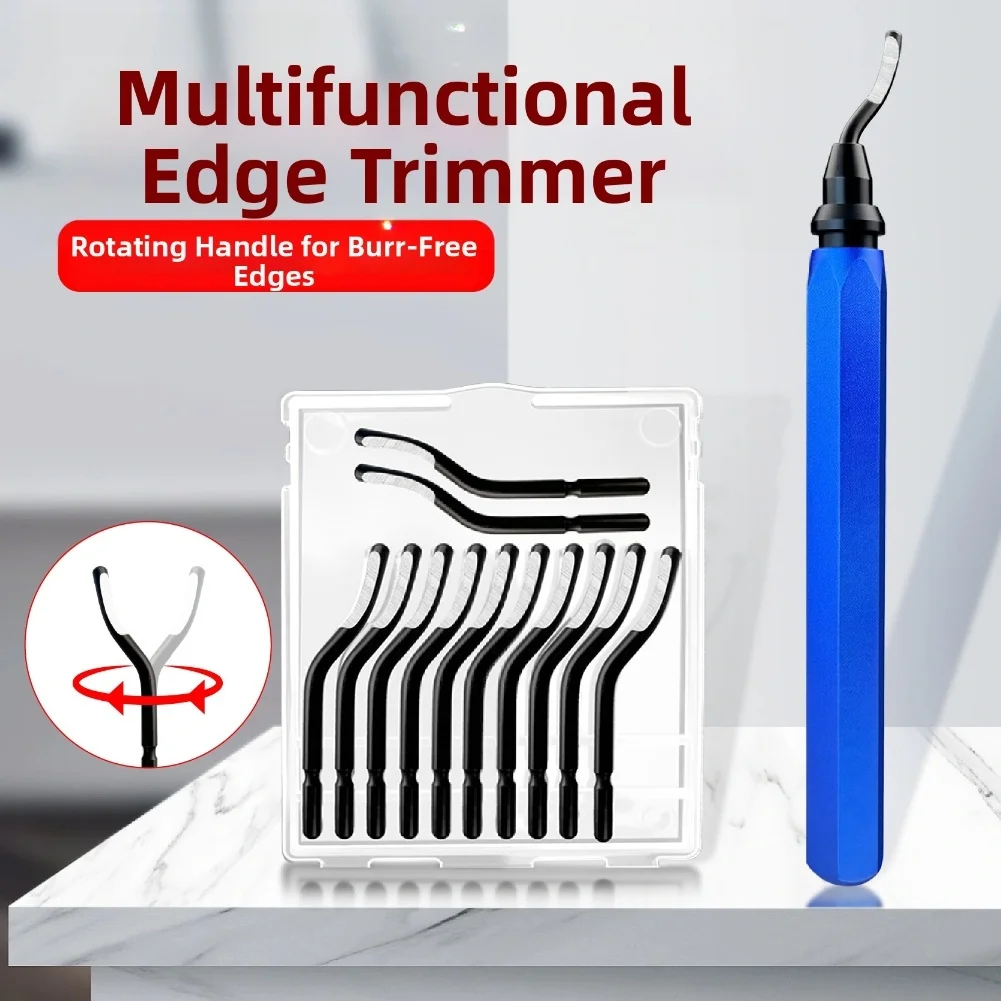 

Deburring Tool Deburring Trimmer Set Blue Aluminum Handle And 12 Replacement Blades For Metal Resin Copper Plastic PVC Pipes