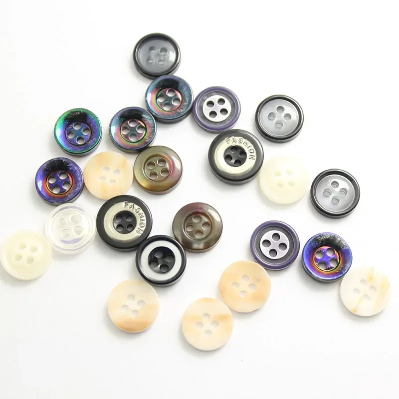 Round Resin Buttons for Men and Women, Shirt Buttons, Clothing Accessories, Styles More Than 11mm, 4 Holes, Wholesale, 20Pcs