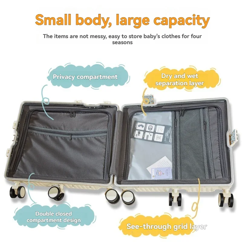 20 inch Mini Travel Suitcase Aluminum Frame Box Luggage Organizer Chirldren Ride Case Small Password Box Boarding Case Carry-On