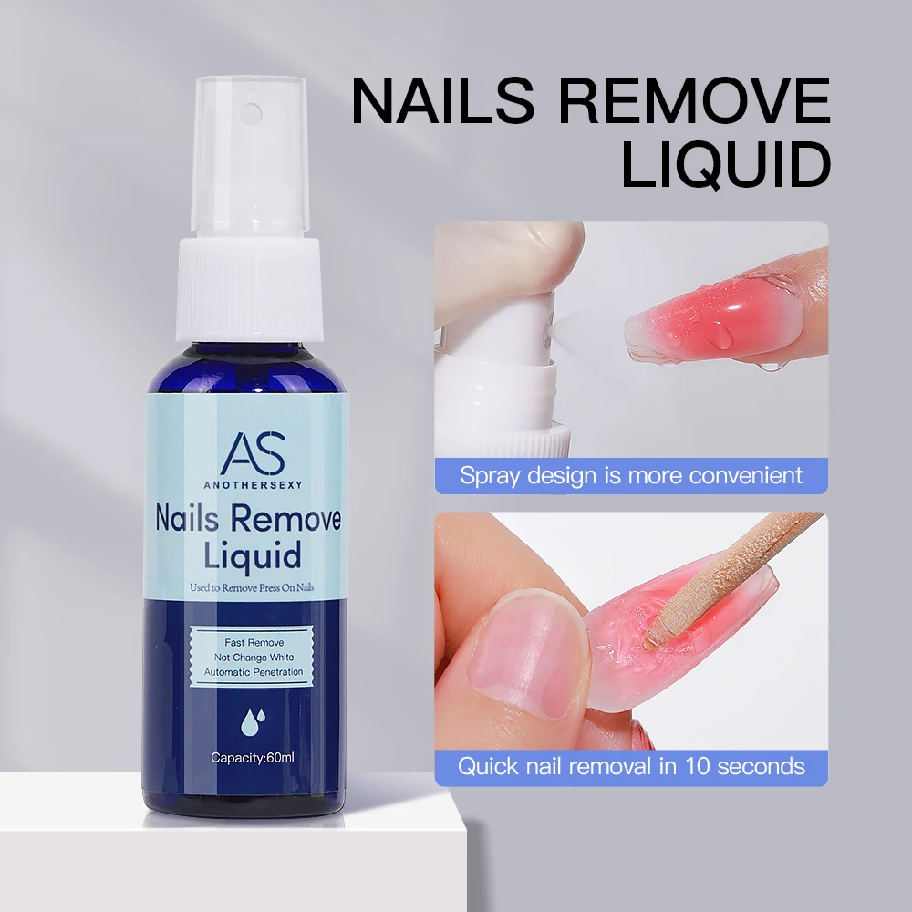 AS 60ml False Nail Tips Solid Adhesives Gel Remover Nail Liquid Easy Soften Remover Press On Nails Gel Fake Tips Remover Tools