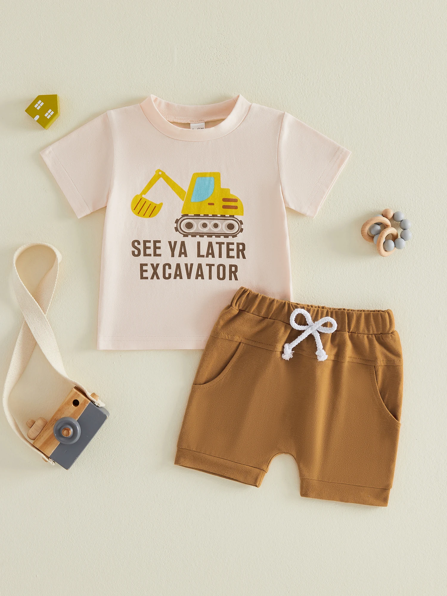 

Милый комплект из майки без рукавов с круглым вырезом и шорт с принтом динозавра для маленьких мальчиков, летние наряды