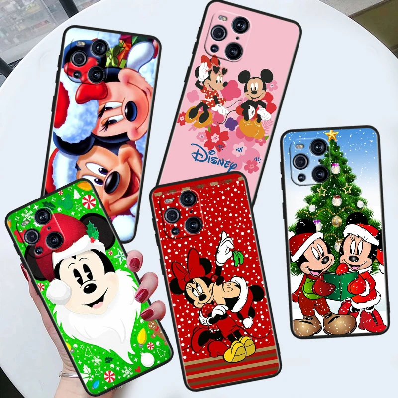 

Christmas Disney Mouse For OPPO Find X6 X5 X3 X2 F21S F21 Pro Lite Neo Black Silicone Fundas Soft Cover Capa Phone Case