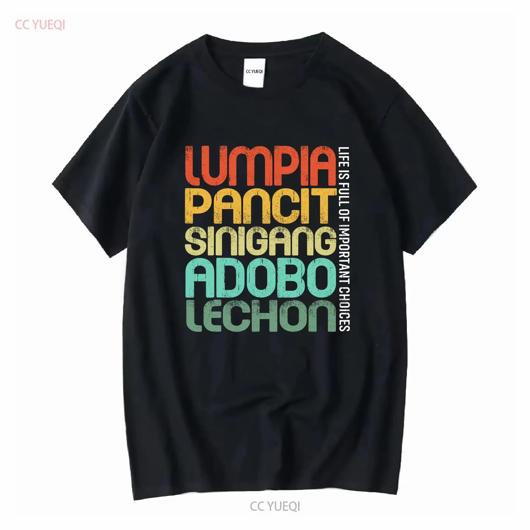 Camiseta filipina de comida filipina Lumpia Pancit Sinigang Adobo Lechon talla S 5XL vintage lavada Top para uso diario