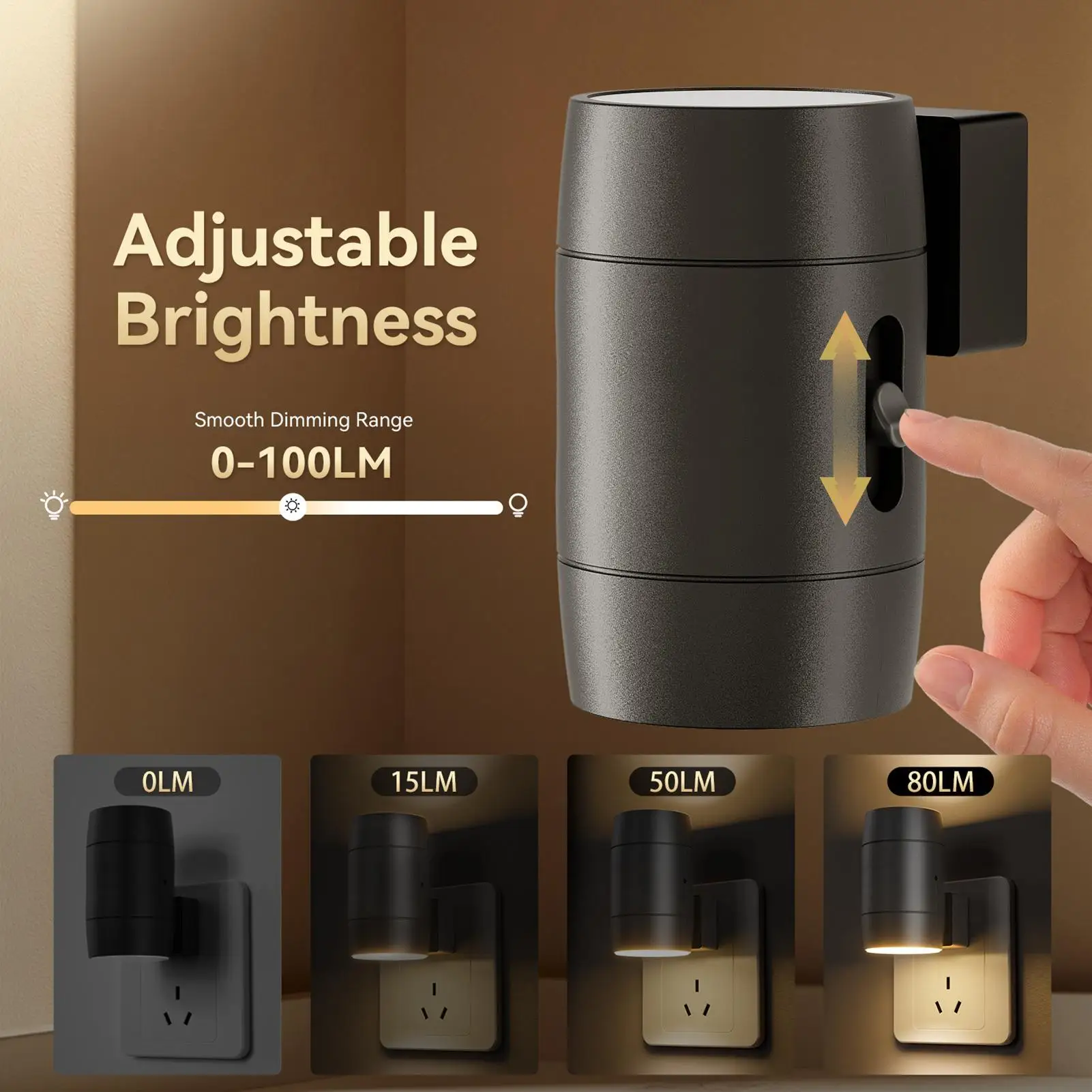 

Night Lights Plug Into Wall Sensor Night Lights Flexible Brightness 180-Degree Rotating Lamp for Hotel Entryway Closet Bedroom