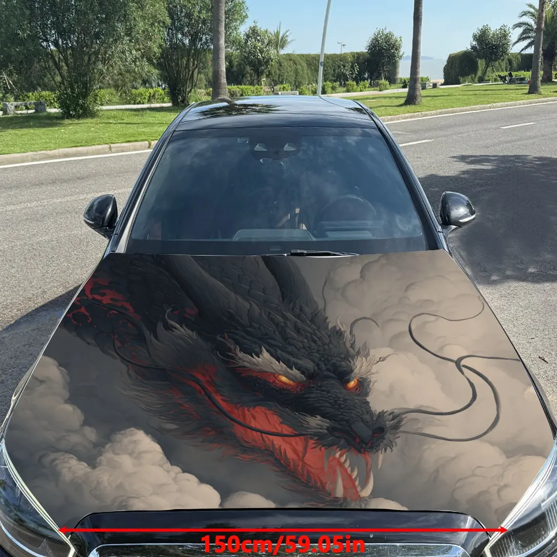 Dominant Cloud Dragon Pattern car hood stickers, waterproof self-adhesive, scratch resistant, easy to stick, durable car PVC sti