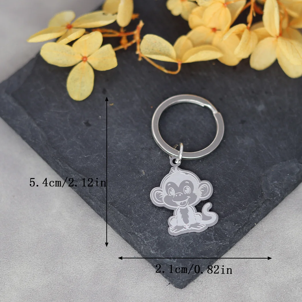Lovely Smile Baby Monkey Charms Animal Keyrings diy Kids Gifts Stainless Steel Keychain for Women Men Jewelry Decor Accessories