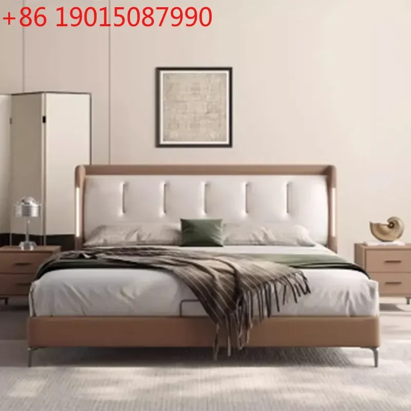 

Двуспальная кровать с изголовьем Queen-size, современная, в скандинавском стиле, для гостиной, роскошная, в стиле принцессы, мебель для спальни