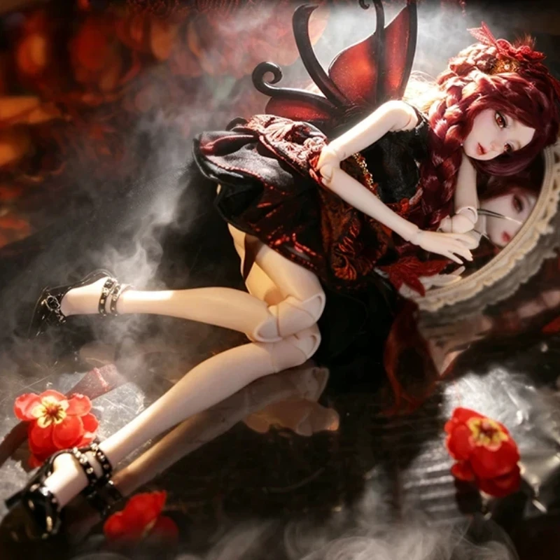 Authentic BJD Doll meinv 1/4 Scale New Chinese Style Elegant Oriental Girl Resin Fullset Doll with Red Wings For Adult