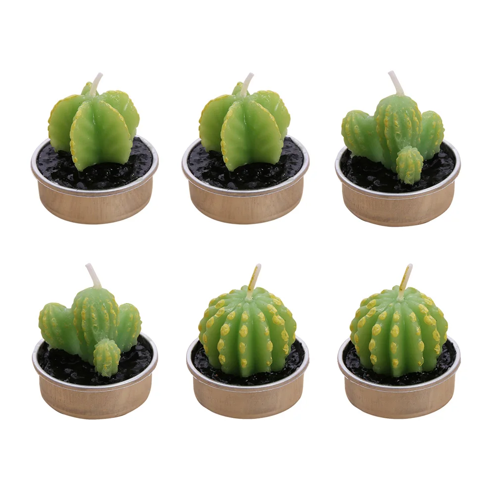 

12Pcs Cactus Shaped Tealight Candles Decorative Set for Home Wedding Festival Party Decor Cautus Ball Candles