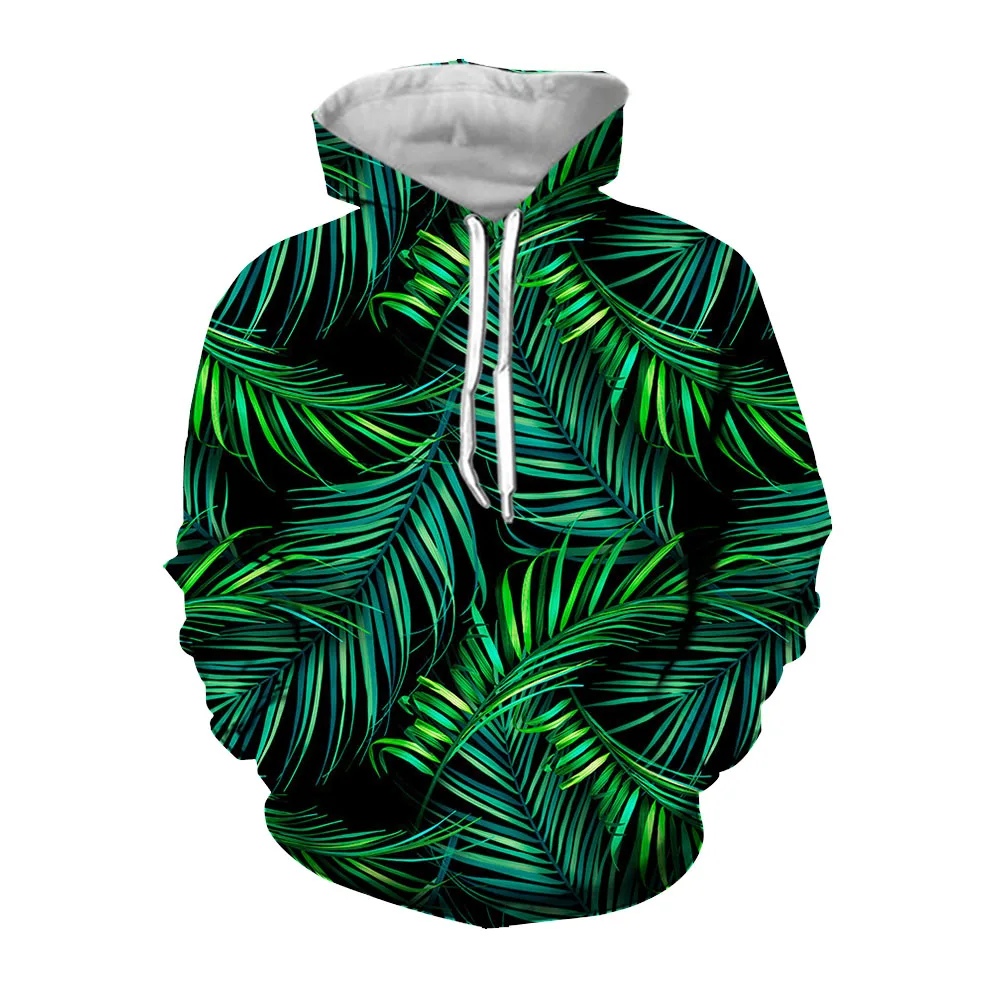 Jumeast 3D Palm Jungle Leaves Printed Y2k Hoodie Men Casual Harajuku Fashion Hoodies Long Sleeve Top Plus Size Loose YK2 Clothes