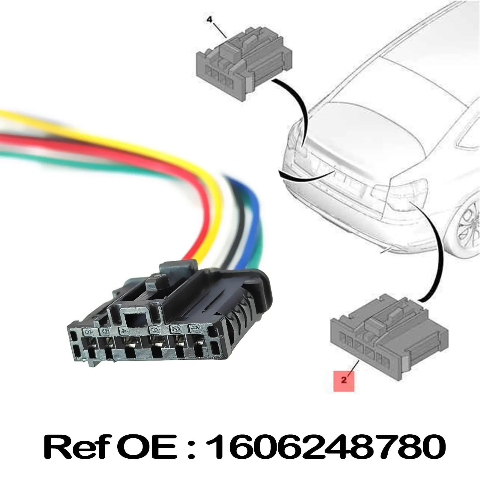 6Pin Rear Tail Light Lamp Connector Pigtail Plug Wiring For DACIA Renault DOKKER DUSTER LOGAN LODGY SANDERO STEPWAY 1606248780