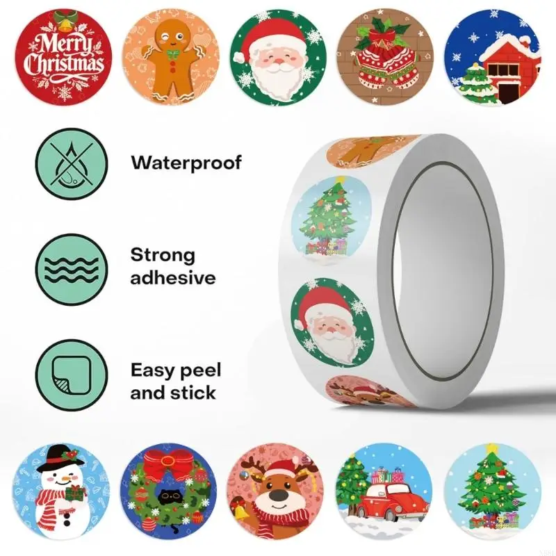 2025 New Festive Cartoon Christmas Stickers Waterproof PVC Tablets Decals Holiday Decorations Easy Apply Remove
