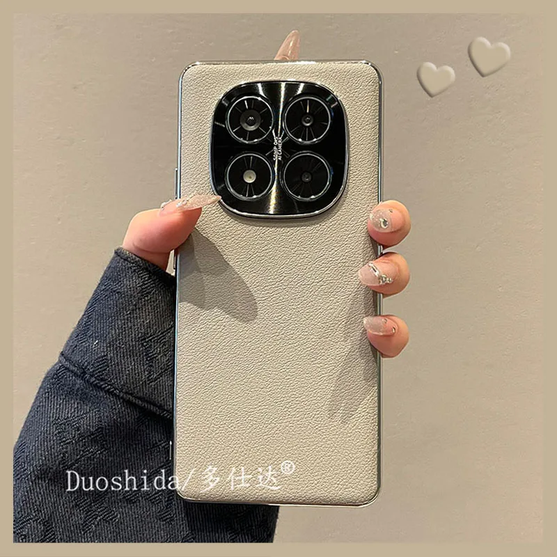 

Case For Xiaomi Note 14 Pro 5G POCO X7 Pro Luxury Electroplated Leather Skin-friendly Case For Note14 Pro Plus Shockproof Bumper