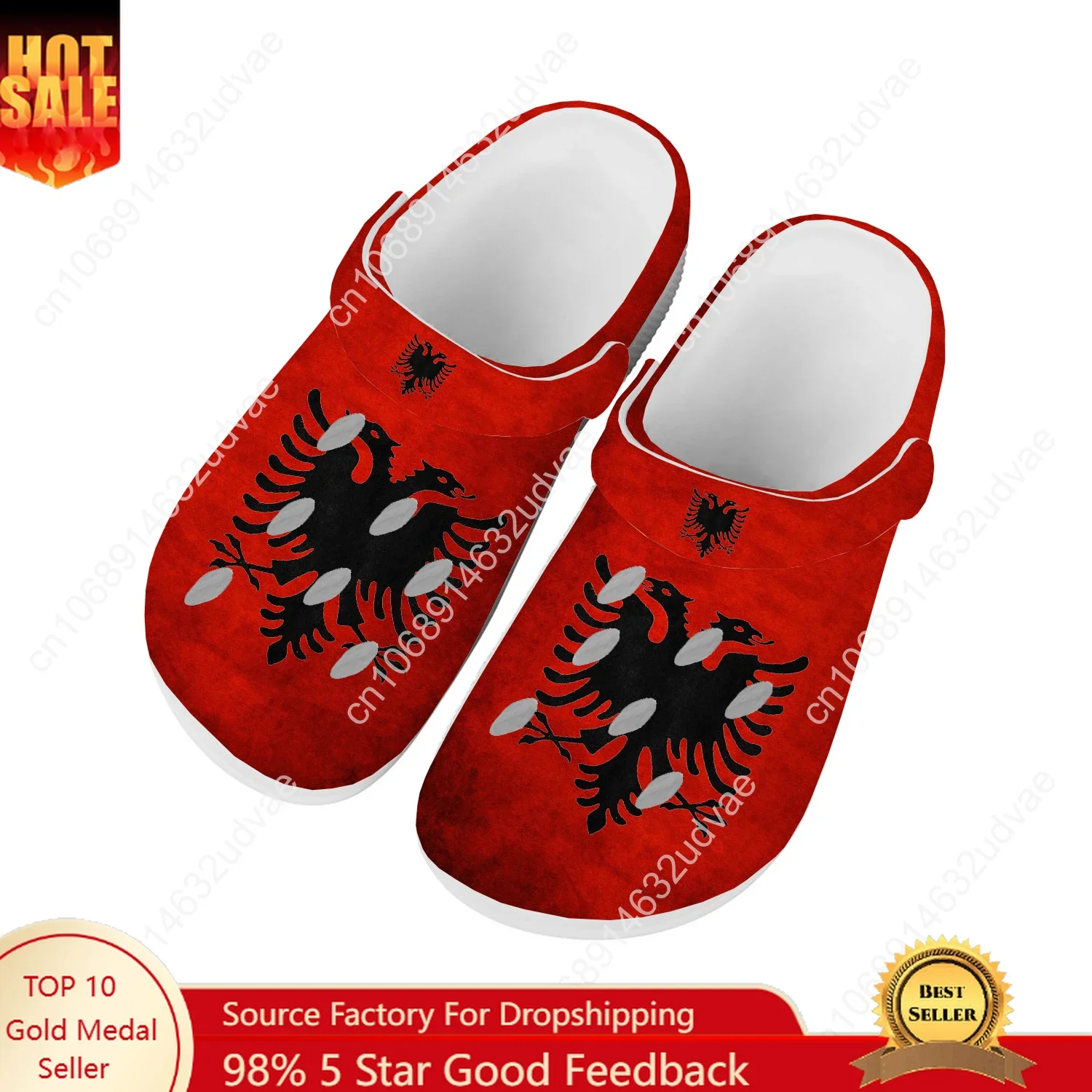 

Albania National Flag Water Shoes Men Women Comfortable Home Garden Clogs Customizd Sandals Beach Breathable Hole Slippers