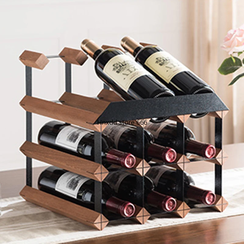 Vintage Storage Wine Rack Organizer Cupboard Bottle Modern Wine Holder Wood Table Bar Creative Suporte Vinho Home Decor