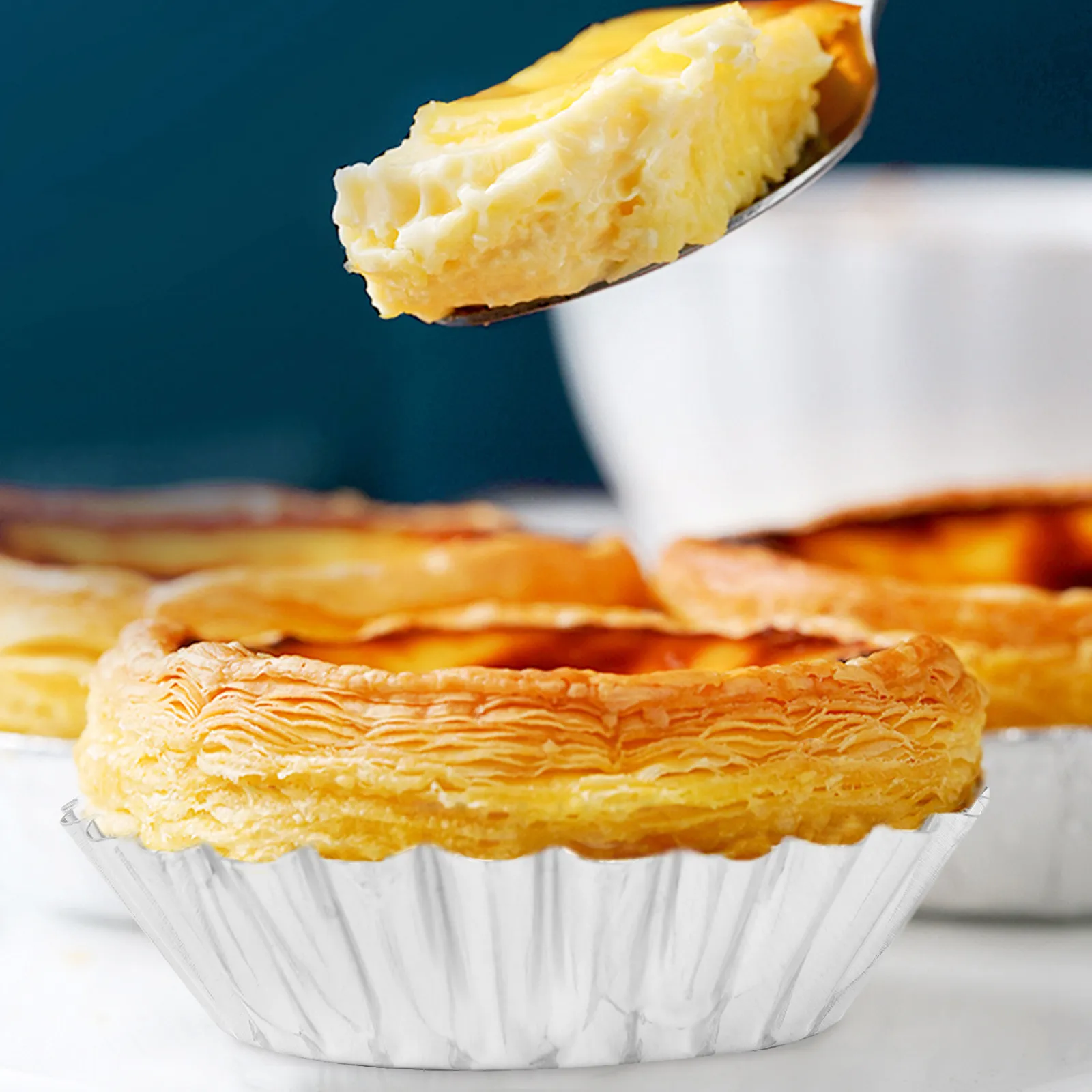 30 Moldes Metálicos Premium de Hojalata Antiadherentes de 7x2cm para Tartaletas, Soufflés, Cremas, Pudines, Galletas y Chocolate