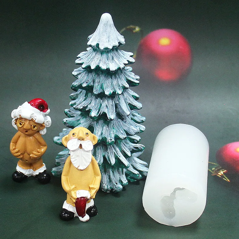 Funny Santa Couple's Gypsum Silicone Mold Creativity Grandpa and Grandma's Dropping Glue Decoration Lollipop Silicone Mold