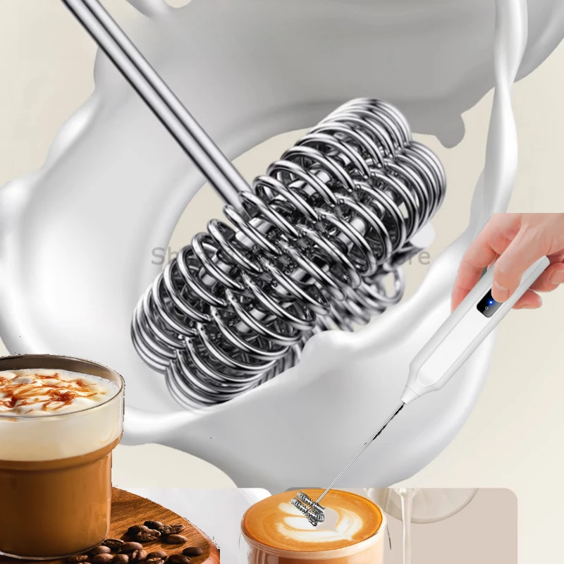 Wireless Milk Frothers Electric Handheld Blender Electrical Mini Coffee Maker Whisk Mixer with USB for Coffee Cappuccino Cream