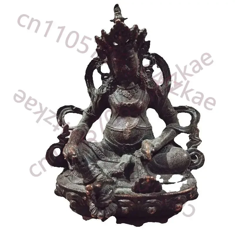 Tibetan Yellow God of Wealth Statue China FOLK Collection Bronze Ware Traditional Artistic Decorative Item